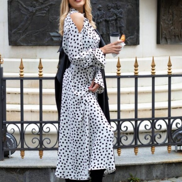 EUC Julia Allert + Wolf & Badger | Polka Dot Long Dress Chiffon - Picture 5 of 10